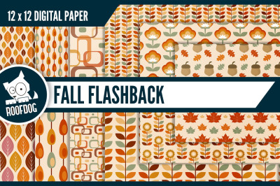Retro Autumn digital paper-Fall digital paper