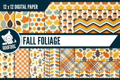 Fall foliage digital paper—Seasonal autumn patterns