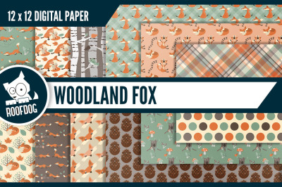 Woodland fox digital paper