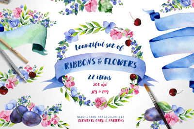 Ribbons & Flowers set