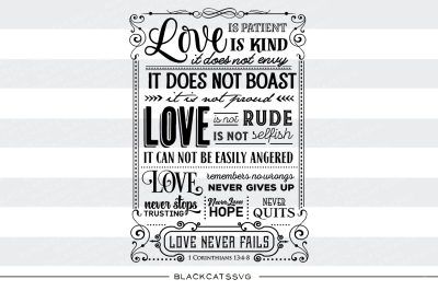 Love is - 1 Corinthians 13 - SVG file