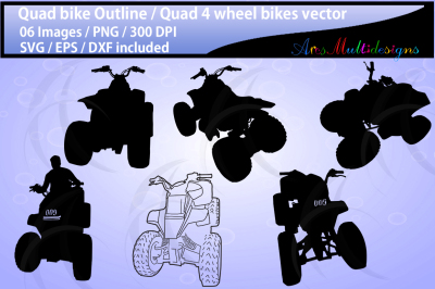 Quad bikes clipart and silhouette SVG EPS DXf Png vector / isolated