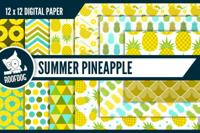 Tropical pineapple digital paper