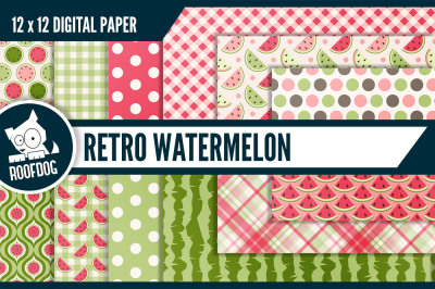Retro watermelon digital paper | Summer watermelon pattern