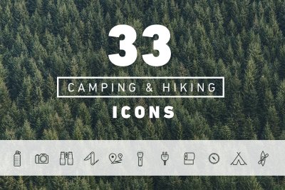 33 Vector Hiking & Camping Icons