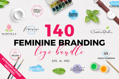 140 Feminine Branding Logo Bundle