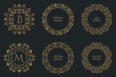Monogram decorative vector frames
