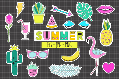 Summer Stickers Vector&2B; Png
