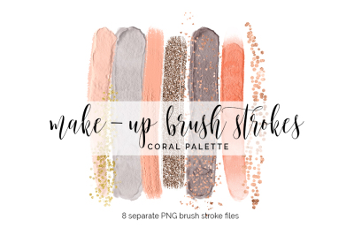 Brush Strokes Clipart - coral set