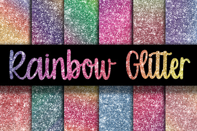 Rainbow Glitter Digital Paper Textures