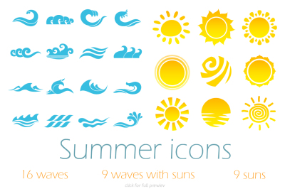 Summer icons set
