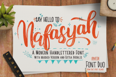Nafasyah Hand Lettered Brushed Font Duo