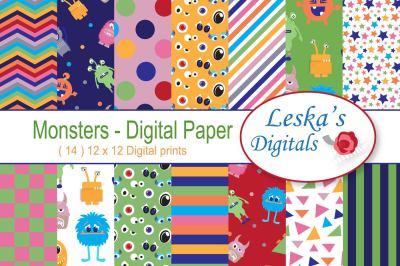 Cute Monsters Digital Paper