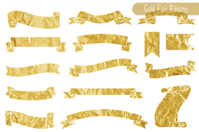 Gold Foil Ribbon Banner Clipart