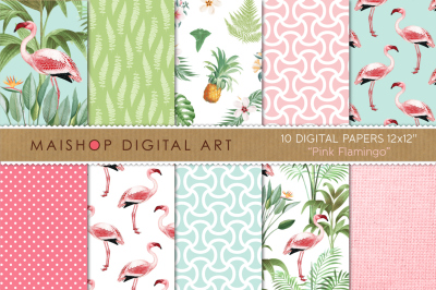 Digital Paper Pack   I   Pink Flamingo