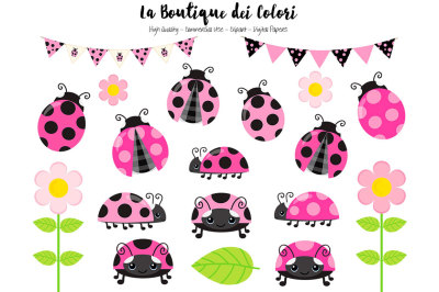 Pink Ladybug Clipart and Vectors