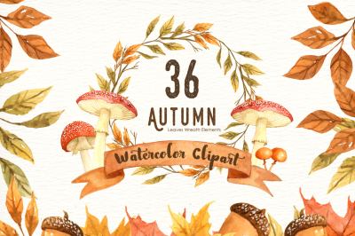 Autumn Leaf Watercolor Clipart