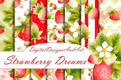 Strawberry digital paper pack