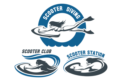 Scooter Diving Club emblem set
