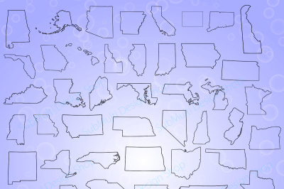 50 united states map - outline vector