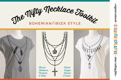 The Nifty NECKLACE TOOLKIT - DIY&nbsp;Layered Necklace T-shirt Design in Boho/Ibiza Style - SVG&nbsp;DXF EPS -&nbsp;Cricut &amp; Silhouette - clean cutting files
