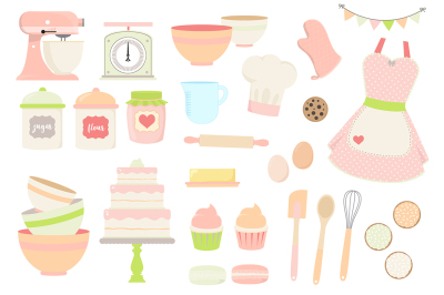 Pink and Green Baking Clipart