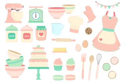 Pink and Mint Baking Clipart