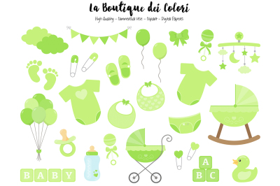 Green New Born Baby Clipart