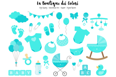 Turquoise New Born Baby Clipart