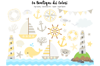 Yellow and Grey Nautical Clipart