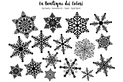 Black and White Snowflake Clipart