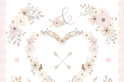Vector shabby chic floral clip arts