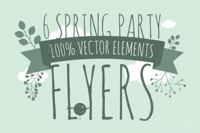 6 Spring Flyers Vector Print