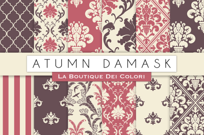 Autumn Damask Digital Papers