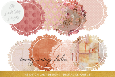 Vintage Style Doily Clipart in Pink Tones
