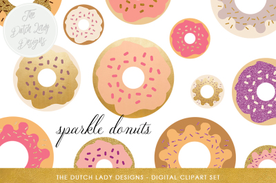 Sparkly Donut Clipart Set