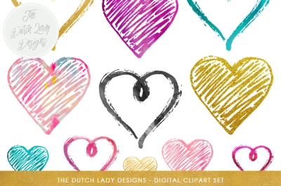 Funky Valentine Heart Clipart Set