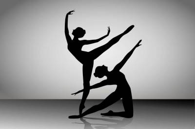 Silhouettes of a ballet dancer
