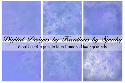 Purple Blue Flowered Background Papers