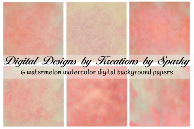 Watermelon Watercolors Digital Background Papers