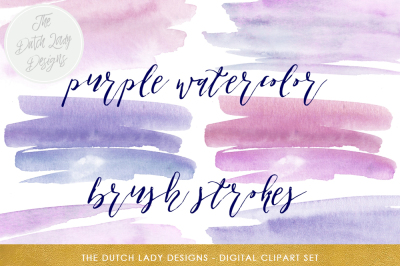 Purple &amp; Blue Watercolor Brush Stroke Clipart