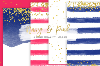 Pink and Navy blue, Business Blog paper, Neon Pink & Navy blue Chic paper, gold navy blue paper, gold pink paper Gold Foil Glitter texture