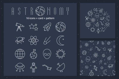 Space Icons Set. Astronomy