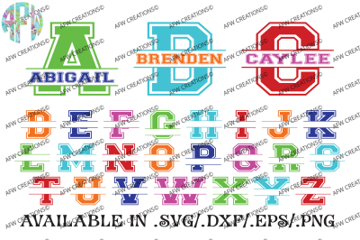 Split Sport Letters - SVG, DXF, EPS Digital Cut Files