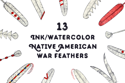 Hand drawn Native American feathers