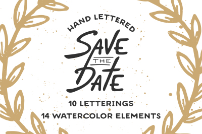 Save the Date lettering & watercolor