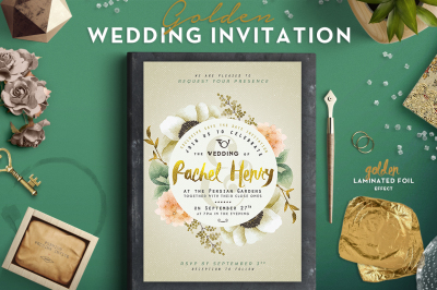 Golden Foil Wedding Invitation II