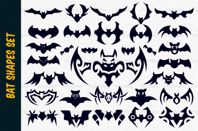 Bat Vector Shapes Set for Halloween