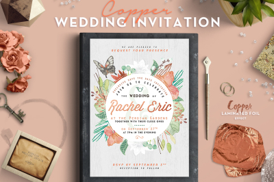 Copper Foil Wedding Invitation