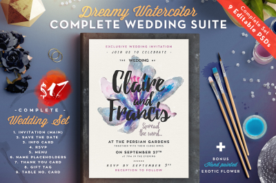 Dreamy Watercolor Wedding Suite II